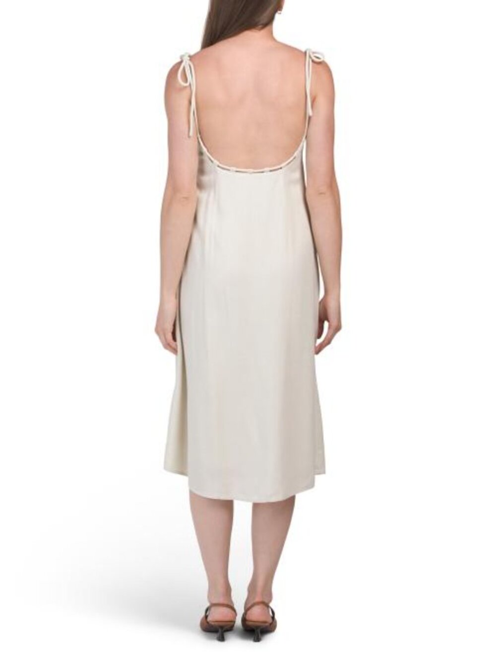 WAYF Linen Blend Tie Strap Midi Dress - Picture 2 of 5